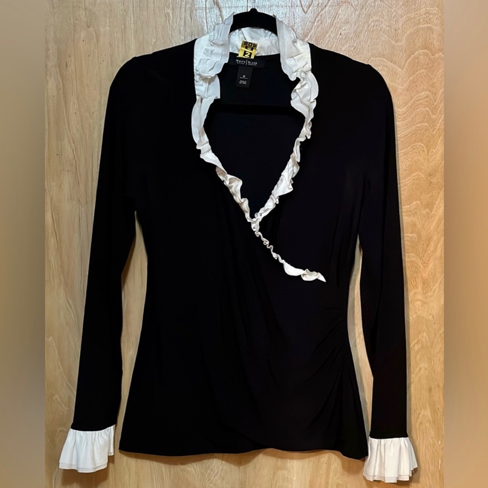 White House Black Market Blouse With White Ruffles